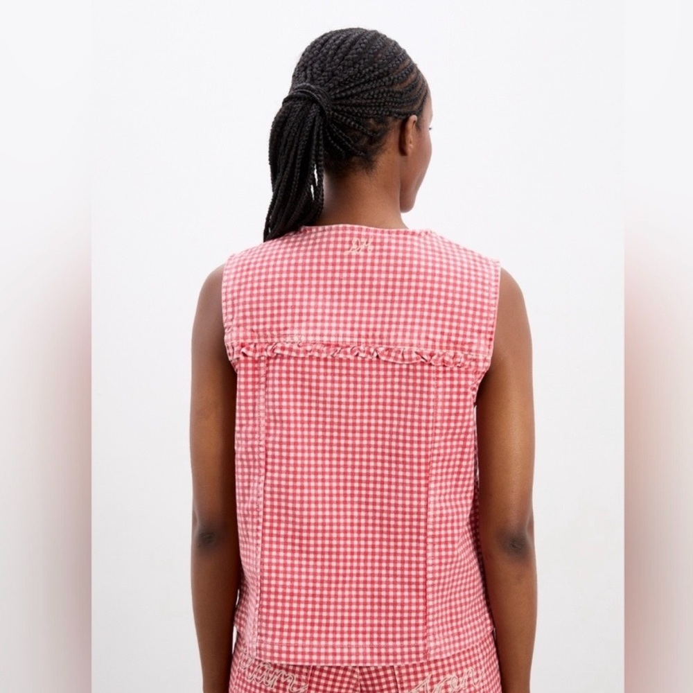 NEW Damson Madder Mari Vest Top Red Gingham Size 10 - Picture 2 of 11